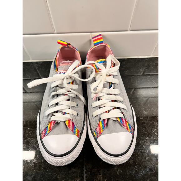 Converse All Star Girls Rainbow‎ Stripe Low Sneaker Shoes Running 669818F Gray 2 - Picture 4 of 10